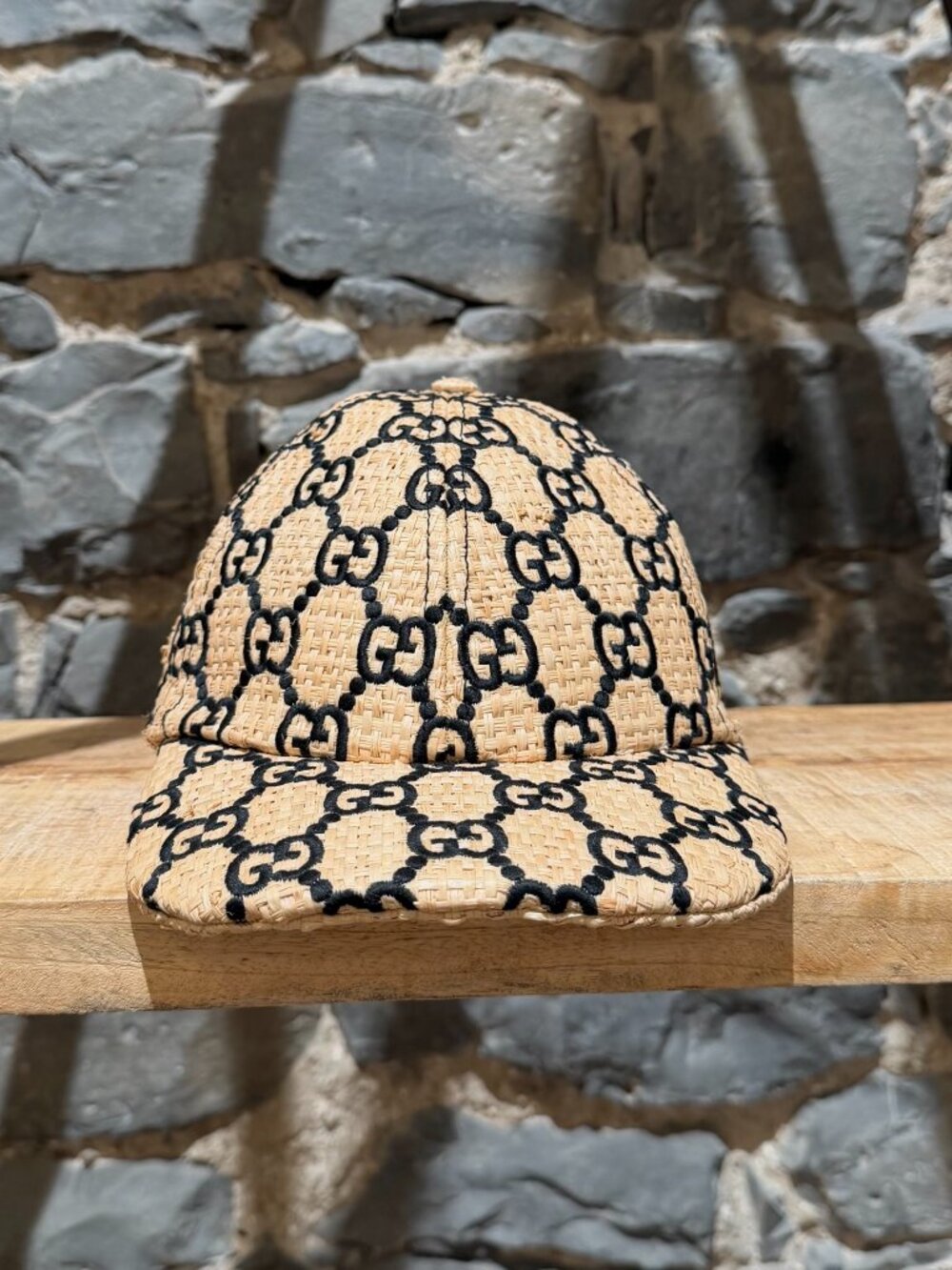 Gucci GG Embroidered Raffia Baseball Cap - Picture 2 of 13